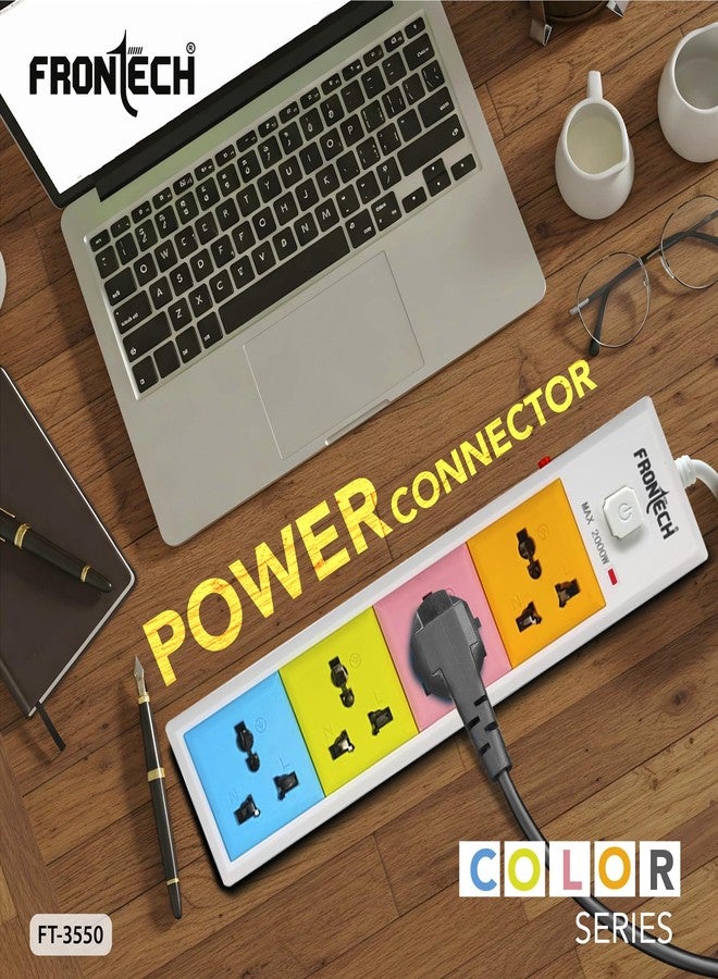 FRONTECH FT-3550 Power Strip with 4 Universal Sockets | 3M Extension Cord, Safety Switch, Fuse Protection, Wall Mount | Multi Plug Extension Board (FT-3550) - Image 2